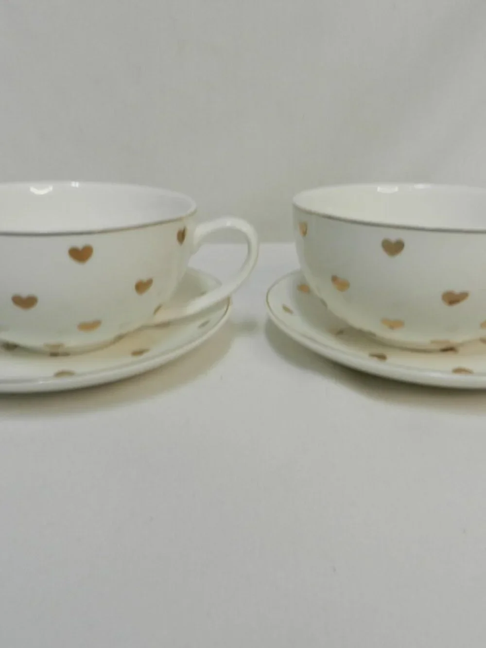 Elegance Gold Hearts Teacup tea cup & saucer mug cup set 2 place settings dish